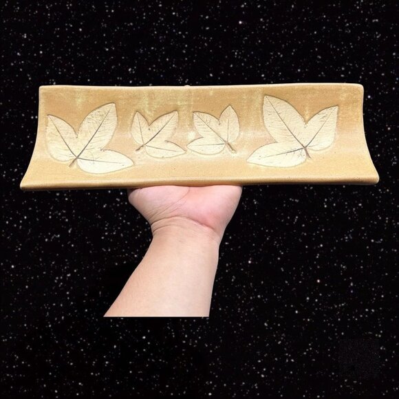 Cracker Tray Platter by Country Originals Oak Leaf Design Pottery Colombia 14”L - Picture 10 of 12